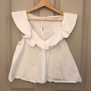Zara White Sexy Blouse